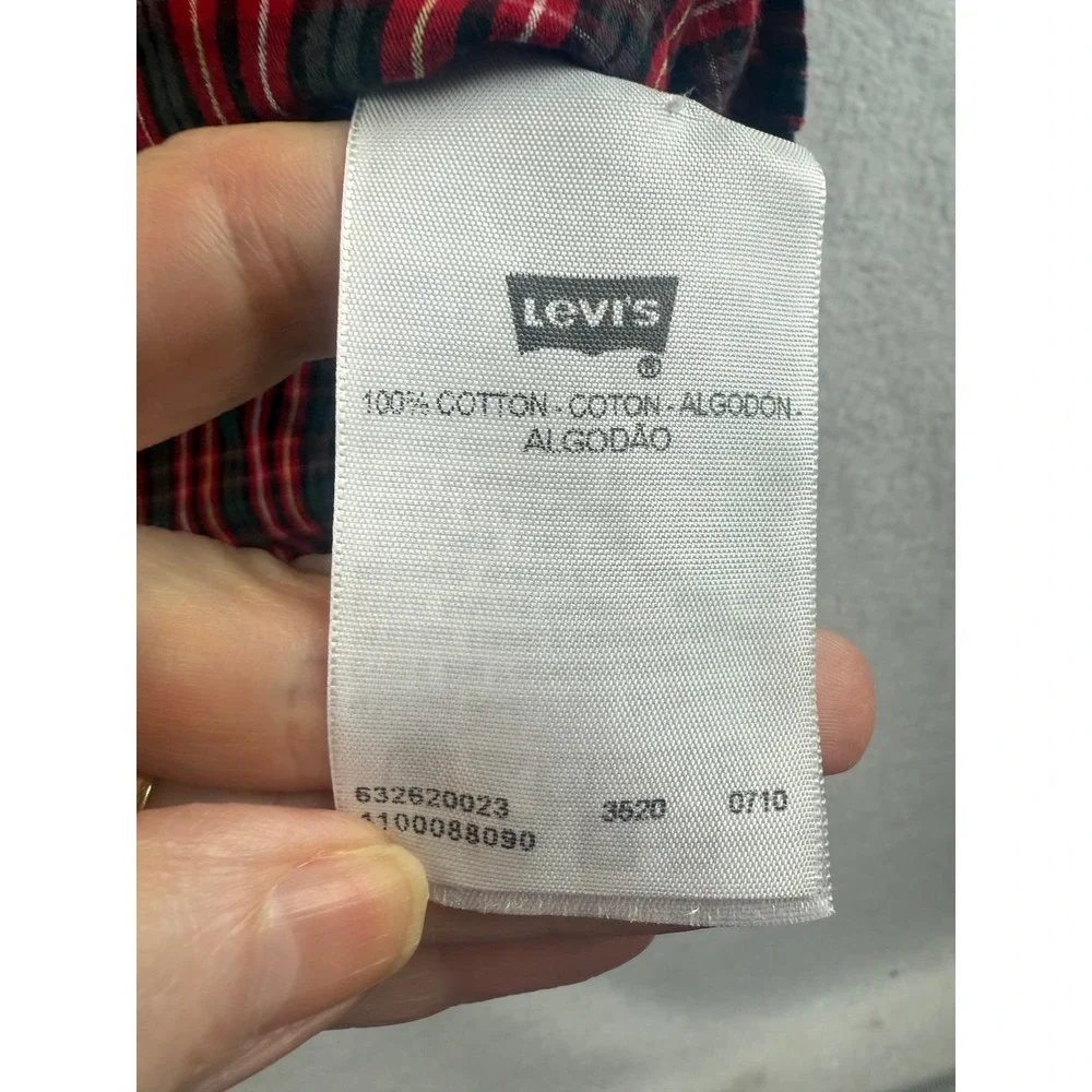 Levi's‎ Western Shirt Plaid Button Up Long Sleeve Red Black XL
